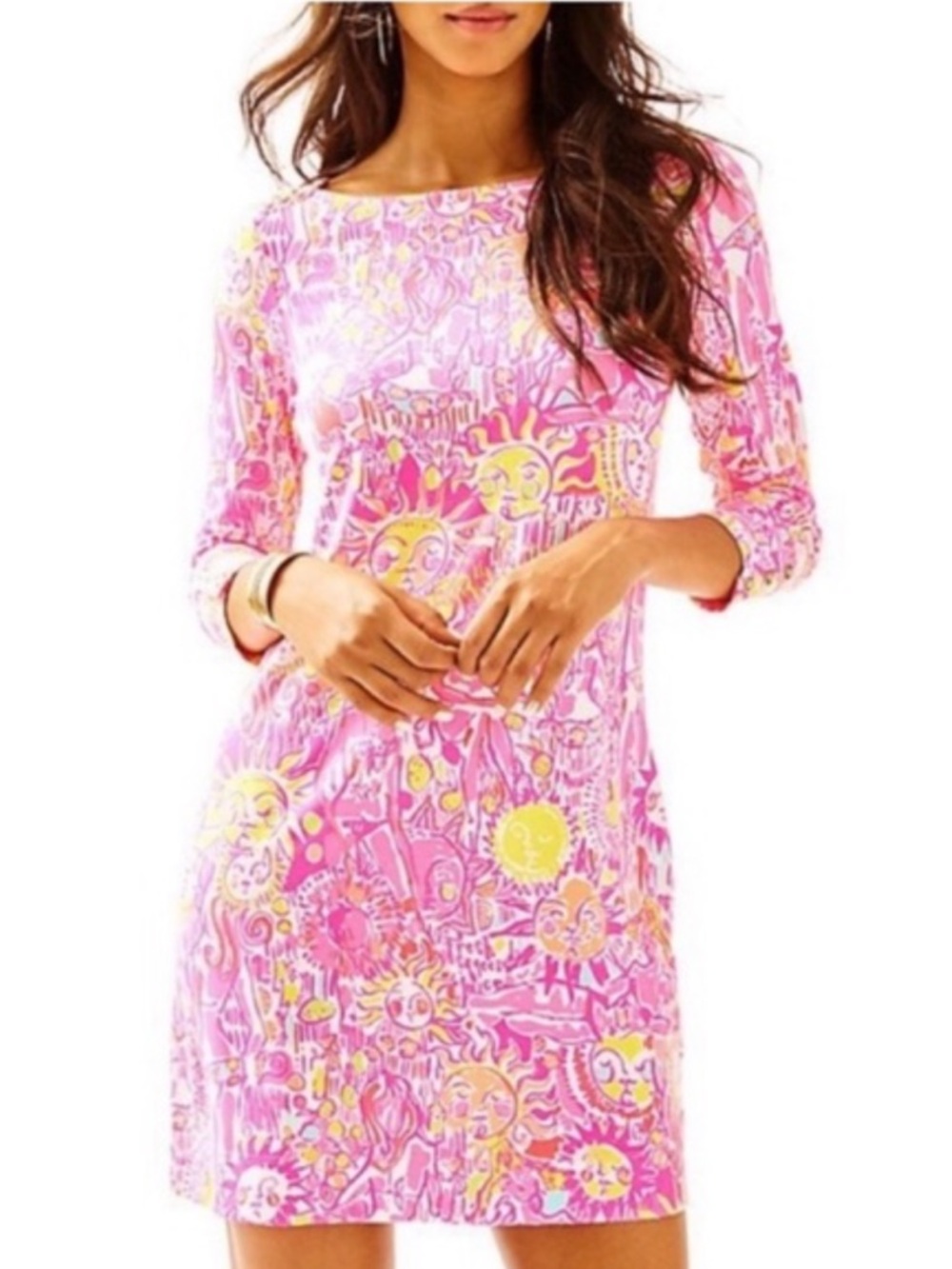 Lilly Pulitzer Sophie Dress UPF 50+ Pink Pout More Kinis in the Keys Boat Neck M